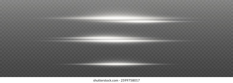 Set of white light effects, glare and flashes. On a transparent background.