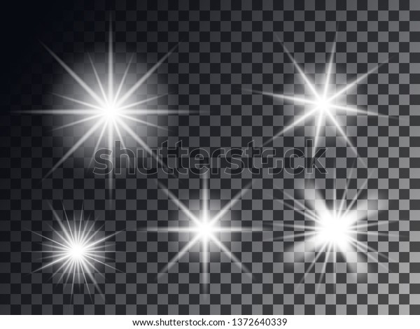 Set White Light Flash Bright Star Stock Vector (Royalty Free ...