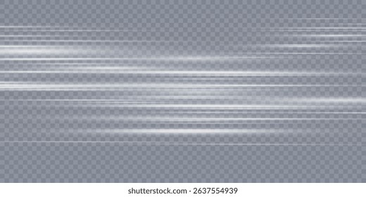 Set of white light lines. The effect of the speed of laser beams.
