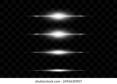 Set of white lines. Flashes and glare. Vector illustration.On a transparent background.