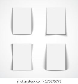 Set of white lists of paper with different shadows.
