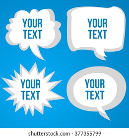 set of white messages forms on blue background