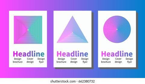 Set white minimal cover design. Abstract background. Template for flyer, banner, brochure geometric design. Gradient thin lines, halftone. Stock vector