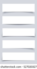  Juego de banderas blancas de papel con sombras en fondo gris. Dibujo vectorial de banners de simulación de diseño de material de colección.  Pancartas simuladas.