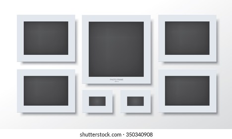 Set of white modern frame on the wall. Vector abstract background for creative art design and interior decoration.