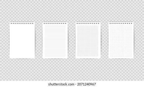 Set Weißes Notebook auf transparentem Hintergrund , Flat Modern Design , Illustration Vektor EPS10