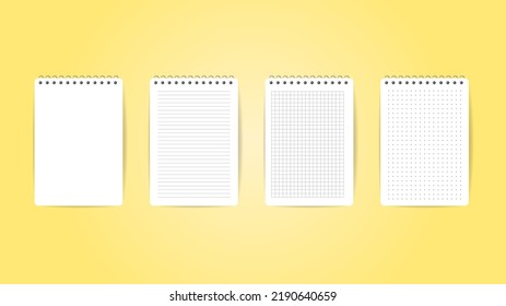 Set White notebook on yellow background ,  Flat Modern design , Illustration Vector  EPS 10