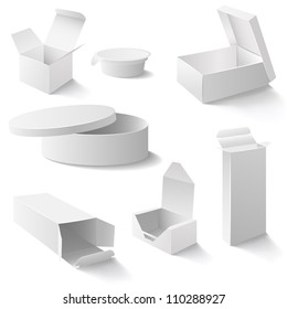 Set of white open boxes