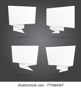 Set of white origami paper template. Vector illustration.