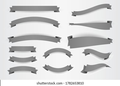 Juego de cintas de estilo plano de pancarta de papel blanco con contorno discontinuo