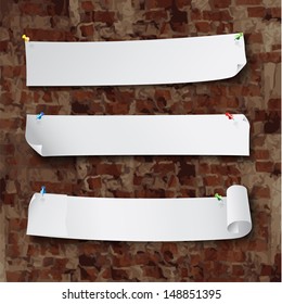 Set of white paper banners with a place for text on the grunge background for various use. More in my portfolio.