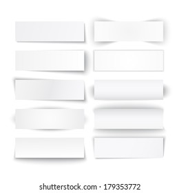 Set of white paper banners. Vector illustration