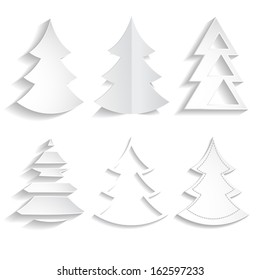set of white paper Christmas trees
