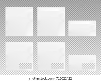 Set of white paper envelopes.
