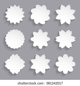 set of the white paper flower shapes