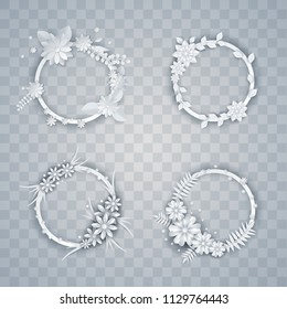 set of white paper flowers and leaves wreaths