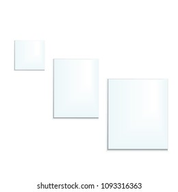 Set of white paper sheets on white background, Vector illustration