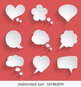 set of white paper speech bubbles