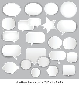Set of white paper speech bubbles