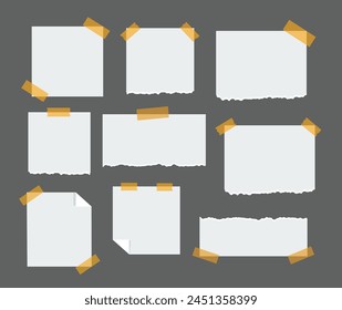 set of white paper with sticker vector illustration