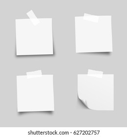 Set of white paper stickers