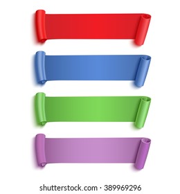 Set of white paper stickers or banners on white background. Vector illustration
