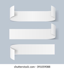Set of White Paper Stickers isolated on Blue