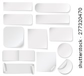 Set of white paper stickers on white background