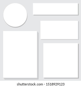 Set of white paper stickers on white background