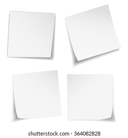 Set of white paper stickers on white background