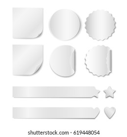 Set of white paper stickers on white background -vector illustration