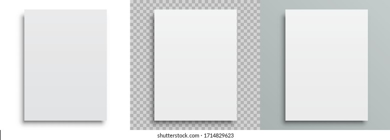 Set white papers template mockup with shadows on different background – stock vector