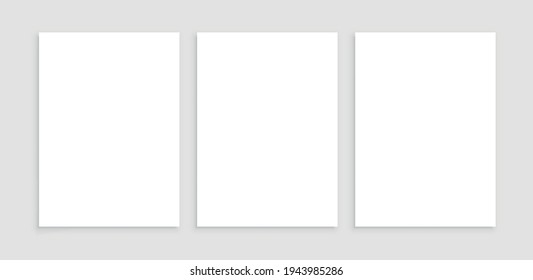 Set white papers template mockup with shadows, white mockup posters with shadow, blank paper sheets. vector