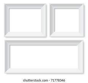 Set of white photo frames