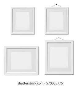 Set of white picture frame template, isolated, vector illustration