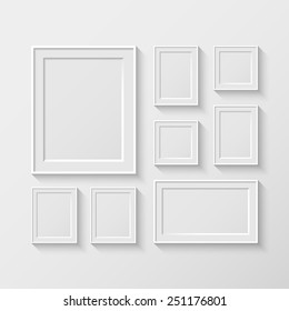 set of white picture frames