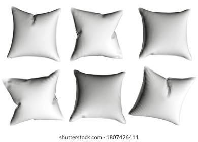 Set with white pillows isolated on white background. 3D. Vector illustration