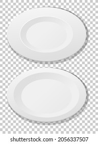 Set of white plain plate top view illustration