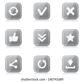 Set of white plastic round internet icons