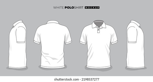 Set of white polo shirt template with any view design for product advertising design