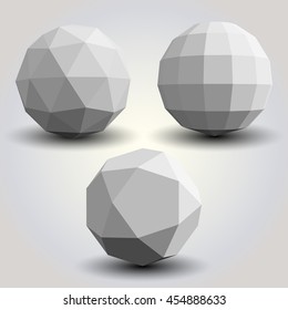 Set of white polygonal spheres