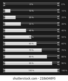 Set of white power indicators in a different conditions