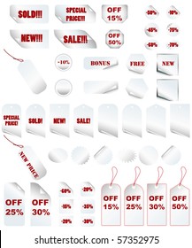 Set of white price tags - you can use it for any sale time or seasons.Vector