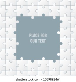 Set of white puzzle pieces. The concept of infographics with space for text. Vector illustration.
