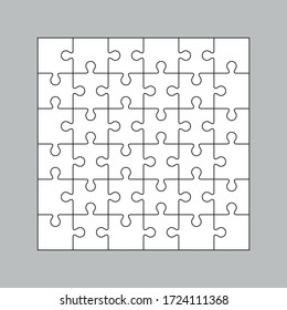 A Set Of White Puzzles On A Gray Background. Simple Vector Illustration.