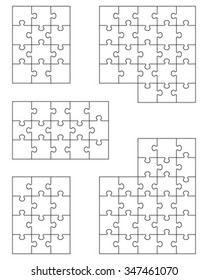 Set of white puzzles, vector