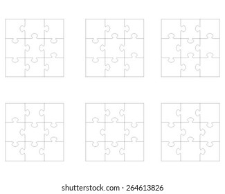 Set of white puzzles, vector  illustration
