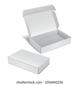 Set of White Realistic Cardboard Box. Vector package for Software, electronic device and other products for your design