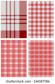 set of white and red checkered tablecloths