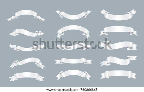 Set White Ribbon Bannersvector White Ribbons Stock Vector (Royalty Free ...